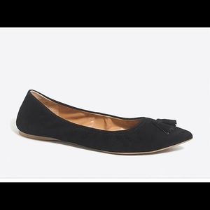 J. Crew Factory Suede Tassel Stretch Flat